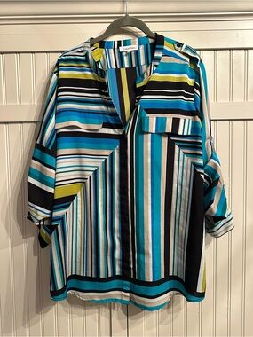 Calvin Klein Multicolor Striped Button-Front Blouse